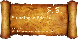 Pinczinger Béla névjegykártya